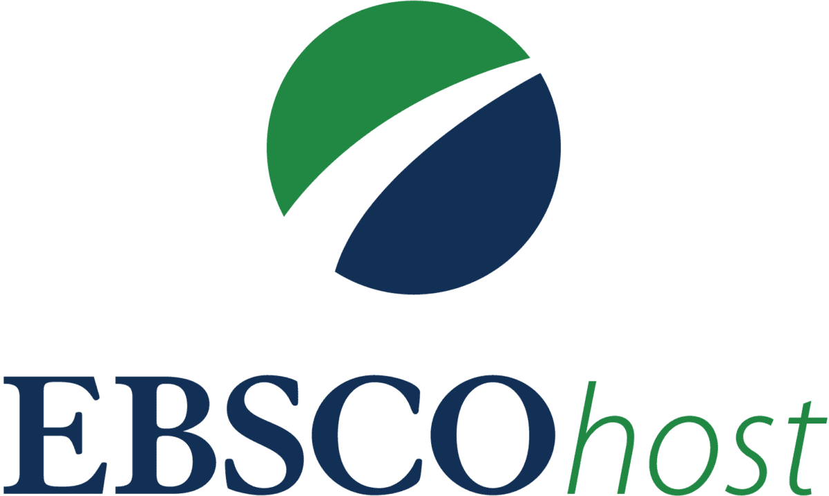 EBSCOhost logo featuring a blue and green circular design above the text EBSCOhost, with EBSCO in dark blue and host in green.