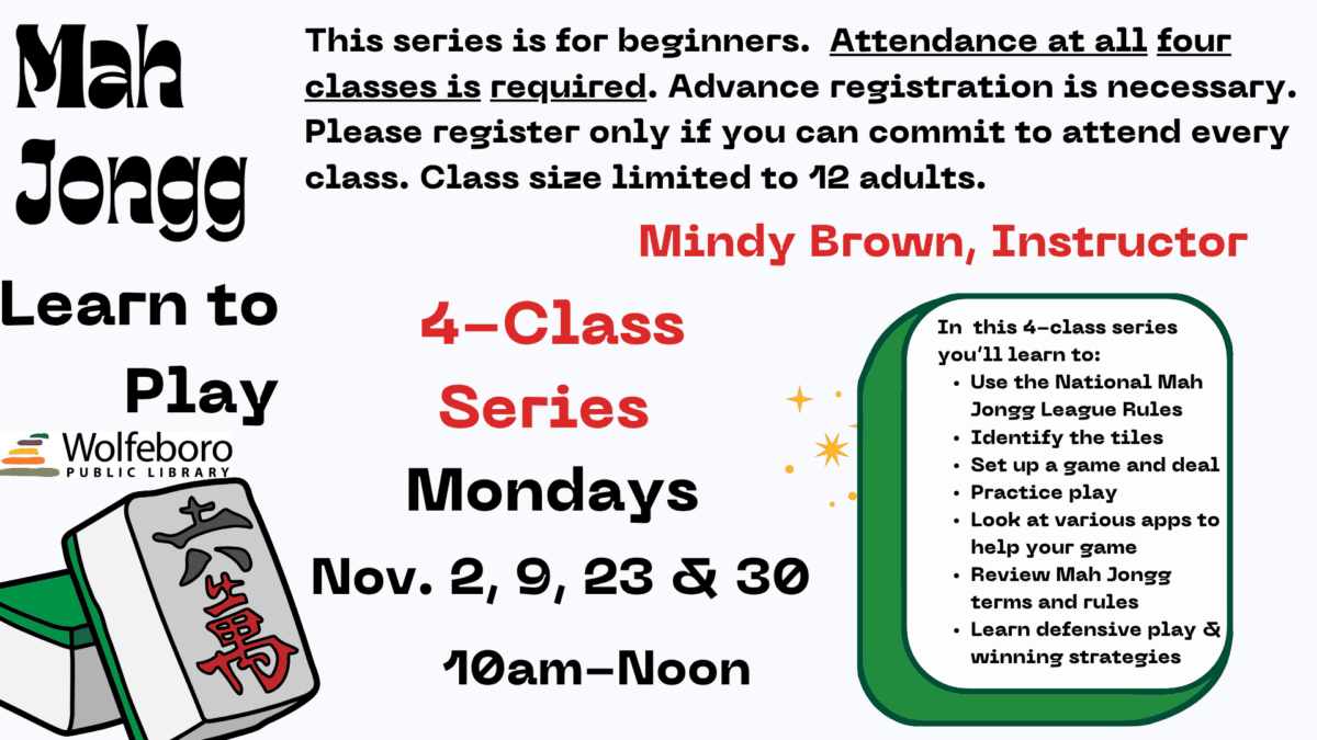 mah jongg classes november 2026
