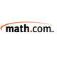 The image shows the math.com logo with math.com written in black and orange letters, underlined by a curved orange swoosh above the text on a white background.